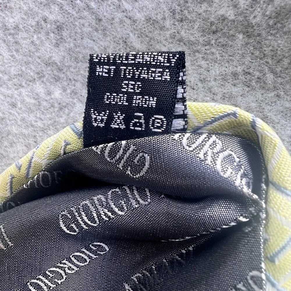 Giorgio Armani Neck Tie Mens One Size Yellow Silk Geometric Formal 4
